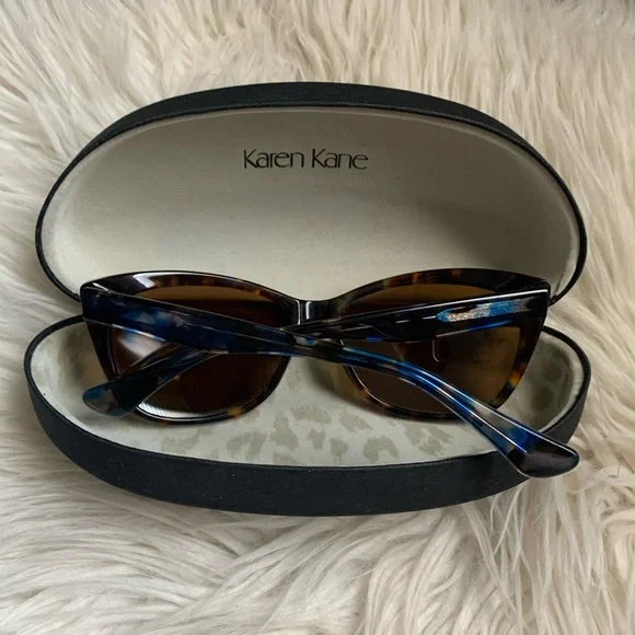 Karen Kane Blue Tortoiseshell Cat-Eye Sunglasses - Picture 6 of 17